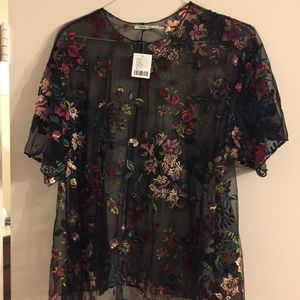 Floral mesh shirt
